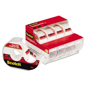 Scotch 3/4 in. x 850 in. 1 in. Core Transparent Tape and Handheld Dispenser - Clear (4/Pack)