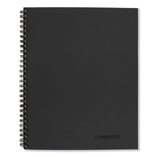 Office Jansan | Cambridge 06672 9.5 in. x 6.63 in. Sheets 1-Subject Wide/Legal Rule Wirebound Business Notebook - Black Linen Cover image number 0