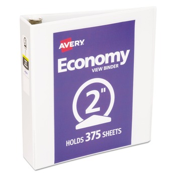Avery 3 Round Rings 2 in. Capacity 11 in. x 8.5 in. Economy View Binder - White