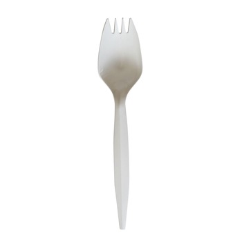 Boardwalk Mediumweight Wrapped Polypropylene Plastic Spork Cutlery - White (1000/Carton)