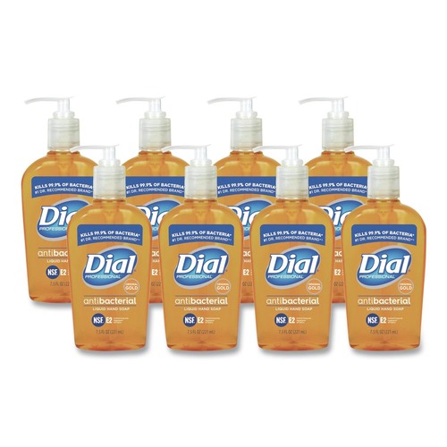 Cleaning & Janitorial Supplies | Dial Professional 84014 Gold Antimicrobial Hand Soap, Floral Fragrance, 7.5oz Pump Bottle, 12/carton image number 0