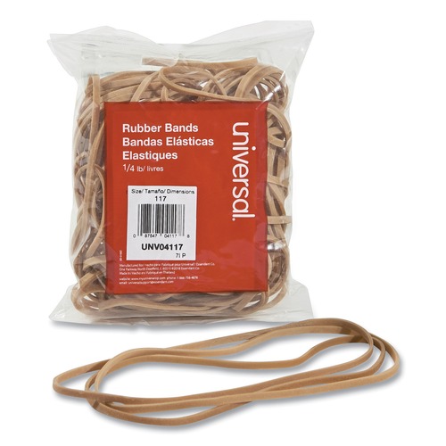 Mothers Day Sale! Save an Extra 10% off your order | Universal UNV04117 4 oz. Box 0.06 in. Gauge Size 117 Rubber Bands - Beige (50/Pack) image number 0