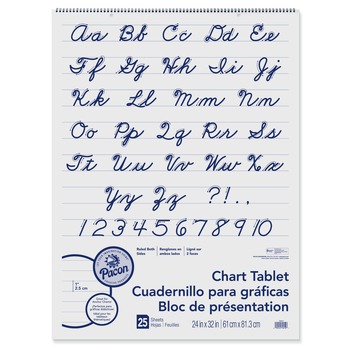 Pacon 24 in. x 32 in. 25 Sheets 1 in. Rule Presentation Format Chart Tablets - White