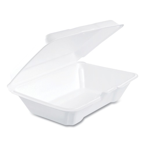 Just Launched | Dart 205HT1 9-3/10 in. x 6-2/5 in. x 2-9/10 in. Hinged Lid Insulated Foam Containers - White (200/Carton) image number 0