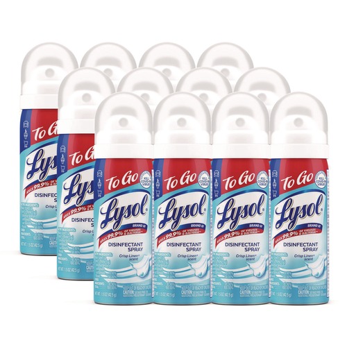 Cleaning & Janitorial Supplies | LYSOL Brand 19200-99923 1.5 oz Aerosol To Go Disinfectant Spray - Crisp Linen Scent (12/Carton) image number 0