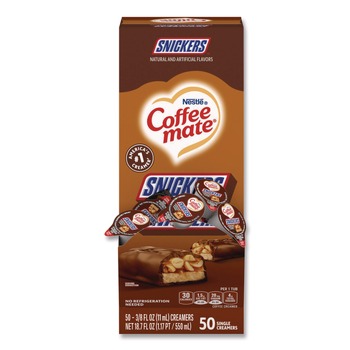 Coffee-Mate 12384196 0.38 oz. Mini Cups Liquid Coffee Creamer - Snickers (50/Box)