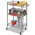 Mothers Day Sale! Save an Extra 10% off your order | Alera ALESW342416BA 28 in. x 16 in. x 39 in. 500-lb. Capacity Three-Tier Wire Rolling Cart - Black Anthracite image number 4