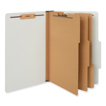 Universal 3 Dividers 8 Fasteners 8-Section 3 in. Expansion Pressboard Classification Folders - Legal Size, Gray Exterior (10/Box)