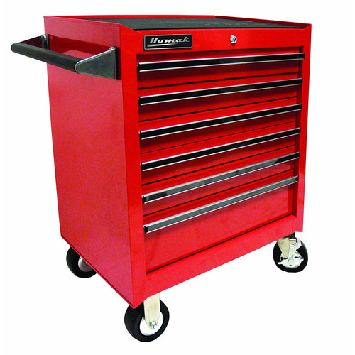 Cabinets | Homak RD04062601 27 in. 6 Drawer Rolling Cabinet (Red) image number 0
