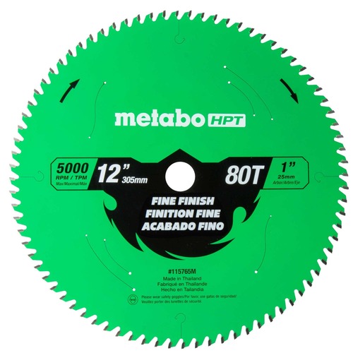 Circular Saw Blades | Metabo HPT 115765M 12 in. 80-Tooth Industrial PTFE Miter Saw Fine Finish Blade image number 0