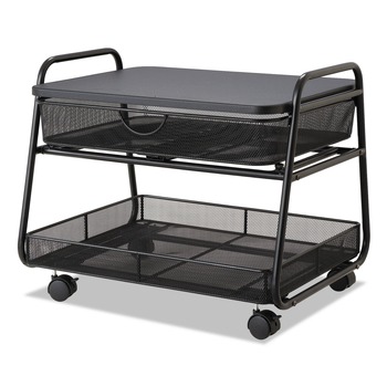 Safco 5208BL Onyx 100 lbs. Capacity 21 in. x 16 in. x 17.5 in. 2 Shelf Under Desk Stand - Black
