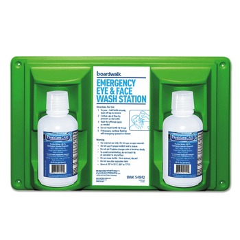 EYEWASH STATIONS | Boardwalk 54842 Emergency Eyewash Station with 16 oz. Bottles (6/Kit)