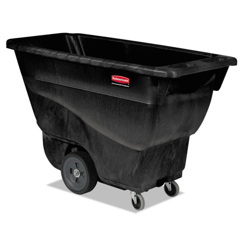Trash Cans | Rubbermaid Commercial FG9T1300BLA 450 lbs. Capacity, Rectangular Structural Foam Tilt Truck - Black image number 0