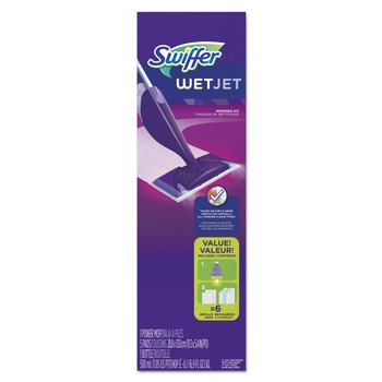 Swiffer WetJet 11 in. x 5 in. Cloth Head 46 in. Aluminum Plastic Handle Mop - White/Purple/Silver (2/Carton)