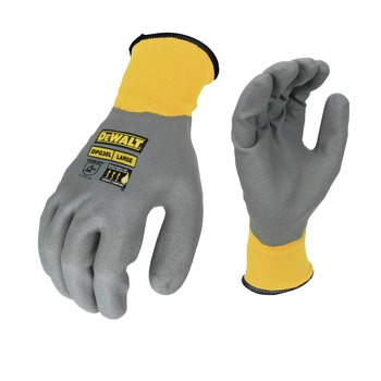 Dewalt (12/Box) Full Dip Water-Resistant Breathable Work Gloves - Large, Gray/Yellow
