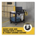 Utility Carts | Rubbermaid Commercial FG452088BLA 25.9 in. x 45.2 in. x 32.2 in. 500 lbs. Capacity 2 Lipped Shelves Heavy-Duty Plastic Utility Cart - Black image number 8