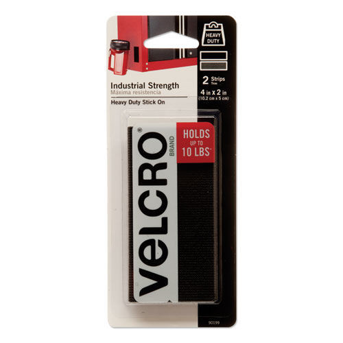 Office & Office Supplies | Velcro 90199 2 in. x 4 in. Industrial-Strength Heavy-Duty Fasteners - Black (2/Pack) image number 0
