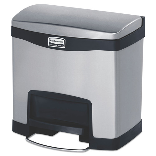 Trash & Waste Bins | Rubbermaid Commercial 1901982 Slim Jim 4 Gallon Front Step Style Stainless Steel Step-On Container - Black image number 0