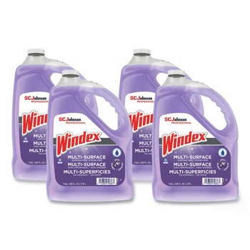 Windex 697262 128 oz Bottle Non-Ammoniated Glass/Multi Surface Cleaner - Pleasant Scent (4/Carton)
