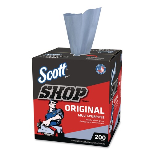 Cleaning & Janitorial Supplies | Scott 75190 9 in. x 12 in. 1-Ply Shop Towels Original - Unscented/Blue (200/Box) image number 0