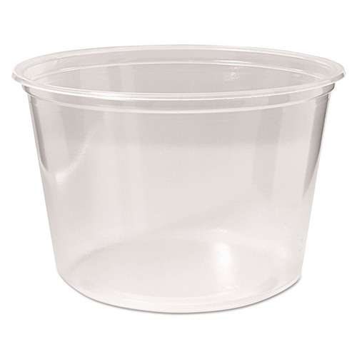 Food Service | Fabri-Kal 000000000009505102 4.6 in. Diameter x 3 in. h 16 oz Microwavable Plastic Deli Containers - Clear (500/Carton) image number 0