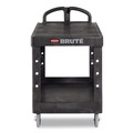 Bulk Savings Pricing 1 | Rubbermaid Commercial FG454500BLA 25.25 in. x 54 in. x 36 in. 500 lbs. Capacity 2 Flat Shelves Heavy-Duty Plastic Utility Cart - Black image number 2