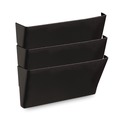 Office Jansan | Universal UNV08121 13 in. x 4.13 in. x 14.5 in. 3-Section Plastic Wall File Pockets - Letter, Black (3/Pack) image number 0