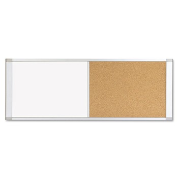 MasterVision 48 in. x 18 in. Combo Cubicle Workstation Dry Erase/Cork Board - Tan/White Surface, Aluminum Frame
