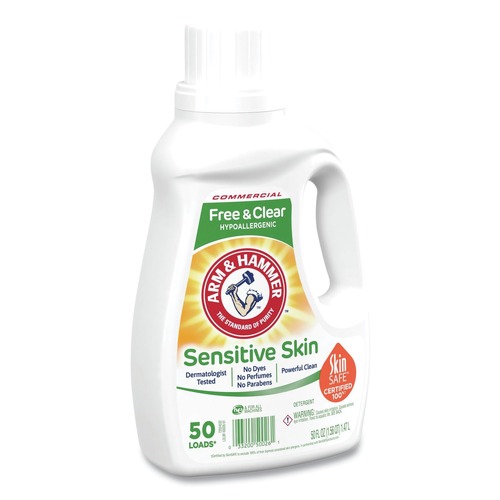 Cleaning & Janitorial Supplies | Arm & Hammer 3320050026 50 oz. Bottle 50 Loads HE Compatible Liquid Detergent - Unscented (8/Carton) image number 0