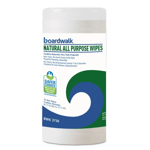 Cleaning & Disinfecting Wipes | Boardwalk BWK4736EA 7 in. x 8 in. Natural All-Purpose Wipes - Unscented, White image number 0
