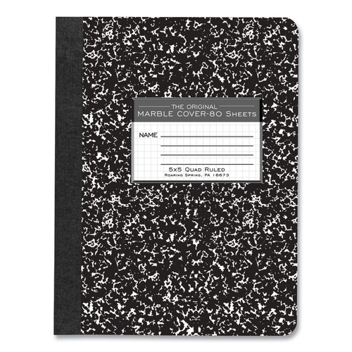 Notebooks & Pads | Roaring Spring 77227 9.75 in. x 7.5 in. Sheets Hardcover Marble Composition Book - Black Marble Cover (48/Carton) image number 0