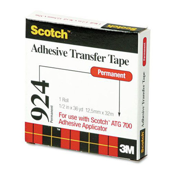 Scotch 0.5 in. x 36 yds ATG Adhesive Permanent Transfer Tape, Holds Up to 0.5 lbs. - Clear (1-Roll)