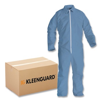 KleenGuard 45326 A65 Zipper Front Flame Resistant Coveralls with Hood/Elastic Wrists and Ankles - 3X-Large/Blue (21/Carton)