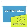 File Folders | Pendaflex 81603 1/5-Cut Tabs Letter Size Colored Hanging Folders - Blue (25/Box) image number 1