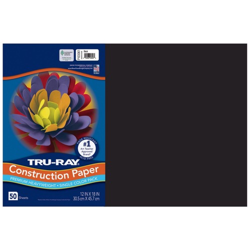 Paper & Printables | Pacon P103058 12 in. x 18 in. 76 lb Text Weight Tru-Ray Construction Paper - Black (25 Packs/Carton) image number 0