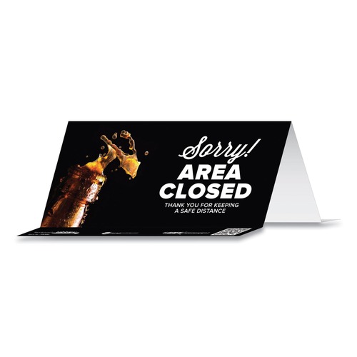 Office Jansan | Tabbies 79186 BeSafe Messaging 8 in. x 3.87 in. Table Top Tent Card - Black (100/Carton) image number 0