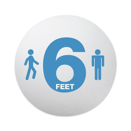 Floor Signs | Deflecto PSDD20SIXFT/6 20 in. Diameter 6 ft. Apart Personal Spacing Discs - Clear/Medium Blue (6/Pack) image number 0