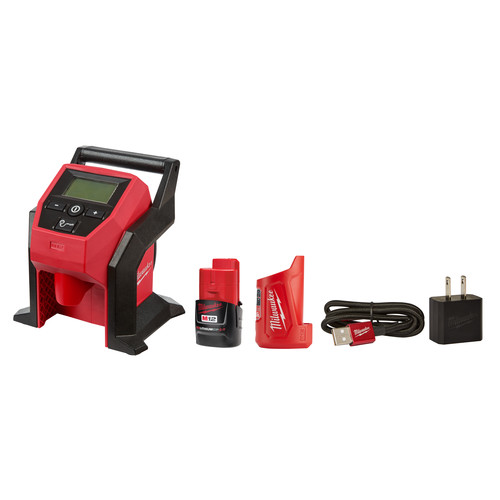 Milwaukee 2475 20t M12 Lithium Ion Cordless Inflator Kit With Compact Charger And Power Source 2 Ah Cpo Outlets