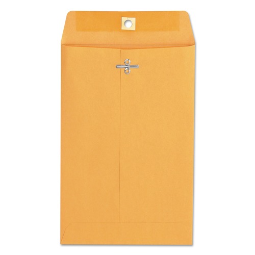 Office Jansan | Universal UNV35260 6 in. x 9 in. #55 Square Flap Gummed/Clasp Envelope - Brown Kraft (100/Box) image number 0