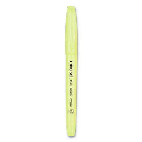 Customer Appreciation Sale - Save up to $60 off | Universal UNV08851 Chisel Tip Pocket Highlighters - Fluorescent Yellow (1 Dozen) image number 0