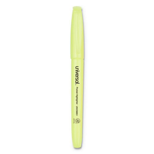 Mothers Day Sale! Save an Extra 10% off your order | Universal UNV08851 Chisel Tip Pocket Highlighters - Fluorescent Yellow (1 Dozen) image number 0