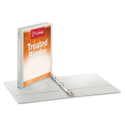  | Cardinal 32250 11 in. x 8.5 in. 3 Rings, 0.5 in. Capacity, Treated Binder ClearVue Locking Round Ring Binder - White image number 0
