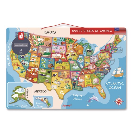 Office & Office Supplies | Janod J05487 Ages 7 to 12 United States Map Cardboard Puzzle image number 0