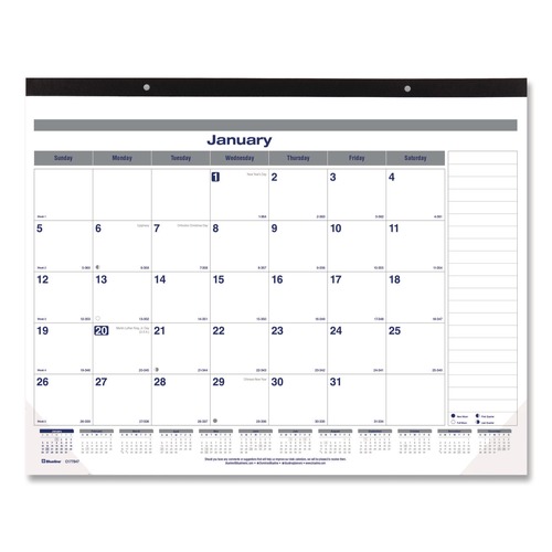 Calendars & Planners | Blueline C177847 12-Month (Jan to Dec): 2026 22 in. x 17 in. Net Zero Carbon Monthly Desk Pad Calendar - White/Gray/Blue Sheets, Black Binding image number 0