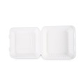 Food Trays, Containers, and Lids | Boardwalk HL-91BW 9 in. x 9 in. x 3.19 in. 1-Compartment Hinged-Lid Sugarcane Bagasse Food Containers - White (100/Sleeve, 2 Sleeves/Carton) image number 2