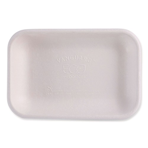 Food Trays, Containers, and Lids | Eco-Products EP-SCRC12NFA WorldView Vanguard 7 in. x 4.75 in. x 1 in. 12 oz. Sugarcane Fiber Rectangular Container - White (400/Carton) image number 0