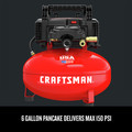 Portable Air Compressors | Factory Reconditioned Craftsman CMEC6150R 0.8 HP 6 Gallon Oil-Free Pancake Air Compressor image number 9