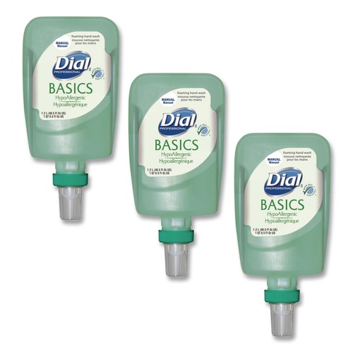 Cleaning & Janitorial Supplies | Dial Professional 16714 1.2 Liter Basics Hypoallergenic Foaming Hand Wash Refill for FIT Manual Dispenser - Honeysuckle Scent (3/Carton) image number 0