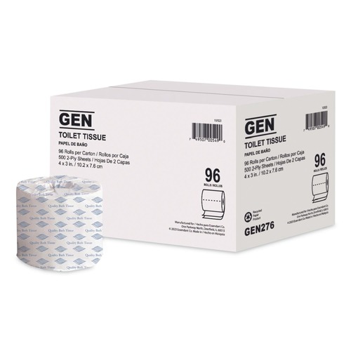 Cleaning & Janitorial Supplies | GEN GEN276 4 in. x 3 in. 2-Ply Standard Bath Tissue - White (96/Carton) image number 0