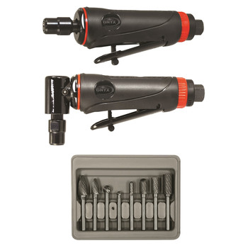AIR GRINDERS | Astro Pneumatic 219 Onyx 2-Piece Die Grinder Kit with 8-Piece Double Cut Carbide Rotary Burr Set